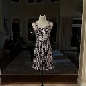 White House Black Market Black and White Chevron Mini Dress